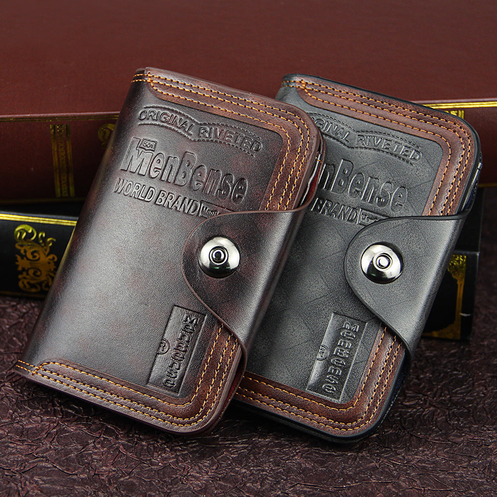 Men's Wallet Medium Length Large Capacity Magnetic Buckle Tri-fold Men's Wallet