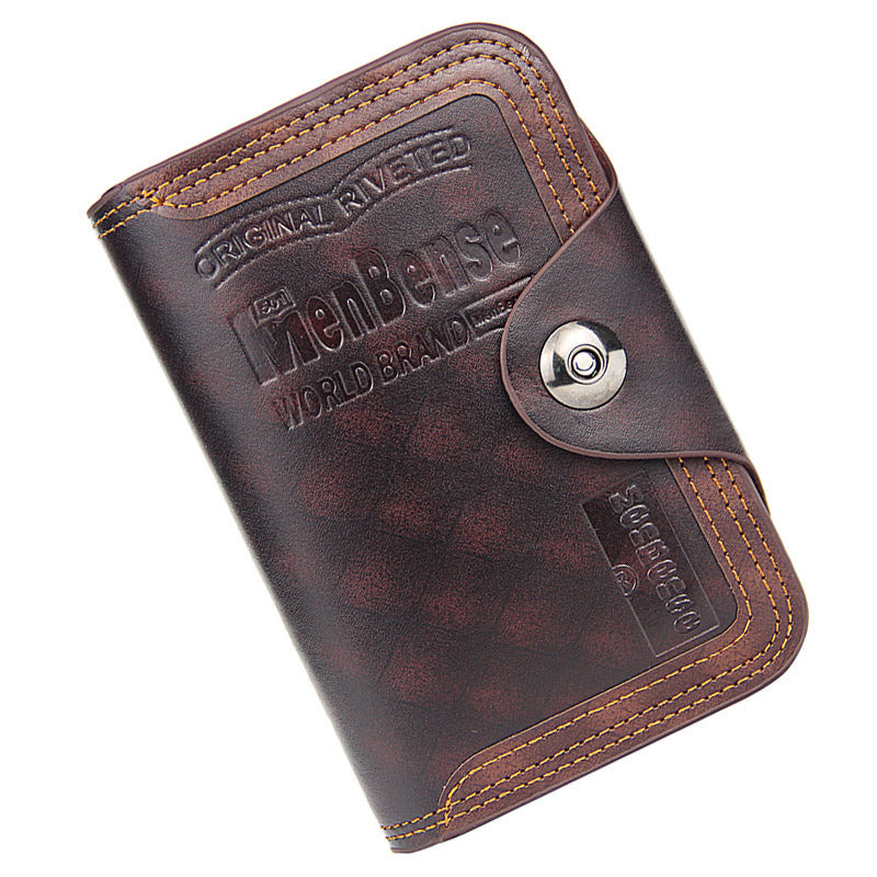 Men's Wallet Medium Length Large Capacity Magnetic Buckle Tri-fold Men's Wallet