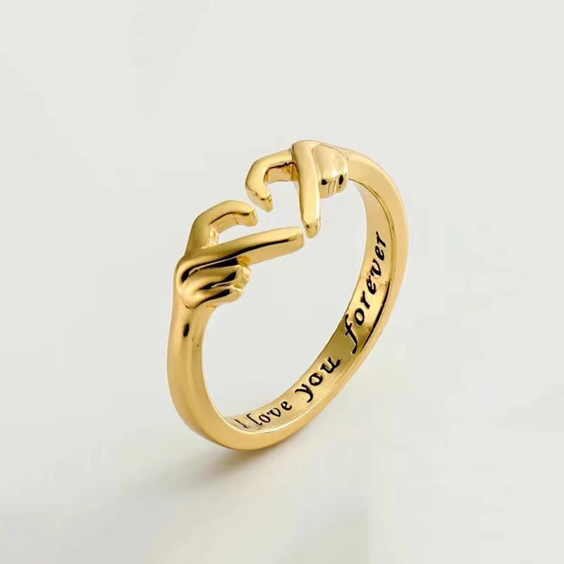Bixin Couple Ring Cross-border European and American New Hands Creative Palm Love Gesture Couple Fashion Ring