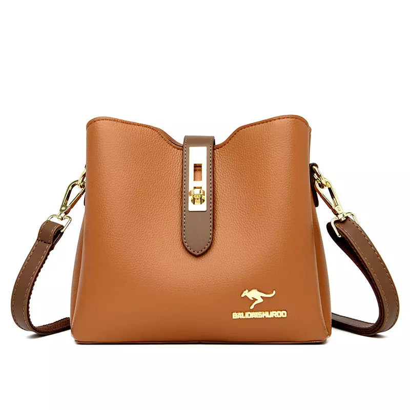 Three-layer Contrasting Color Large-capacity Women's Bag Popular Women's One-shoulder Bucket Bag