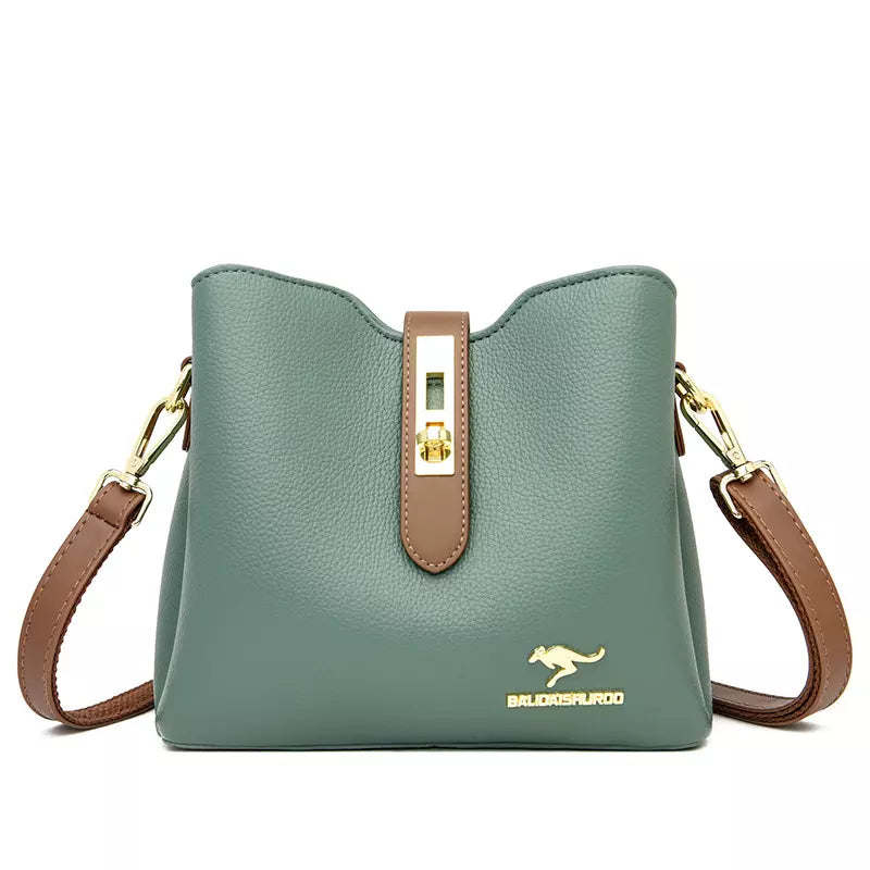 Three-layer Contrasting Color Large-capacity Women's Bag Popular Women's One-shoulder Bucket Bag
