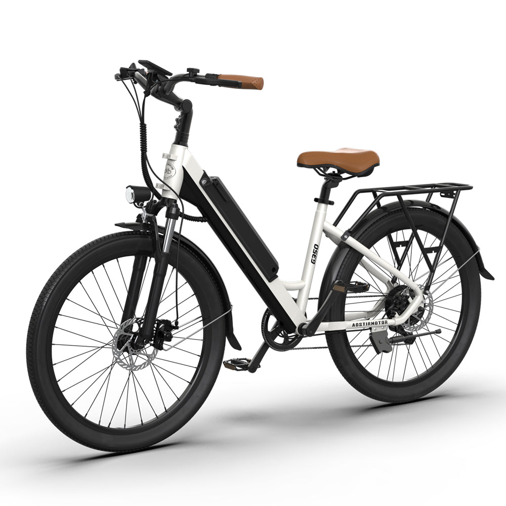 US Spot Aostirmotor 350W Electric Bike Bicycle 26x2.1" Tire 36V/10Ah Li-Battery E-Bike White