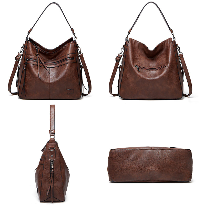 Large Capacity Soft Leather Tote Bag Shoulder Crossbody Bag