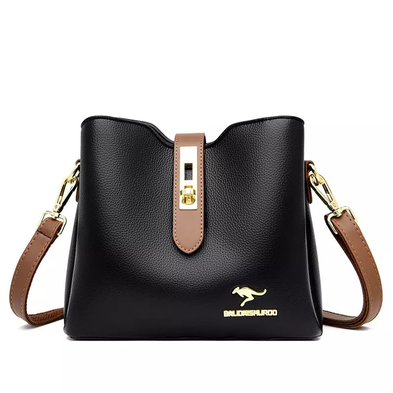 Three-layer Contrasting Color Large-capacity Women's Bag Popular Women's One-shoulder Bucket Bag