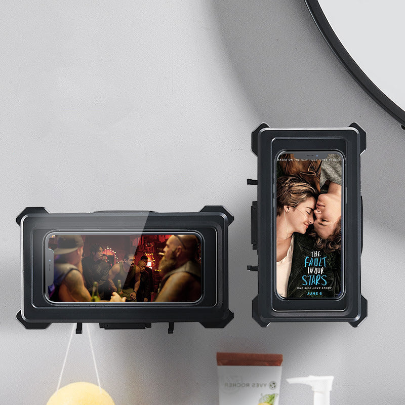 Bathroom Waterproof Mobile Phone Case Wall Mount Mobile Phone Holder Dual Purpose Kitchen