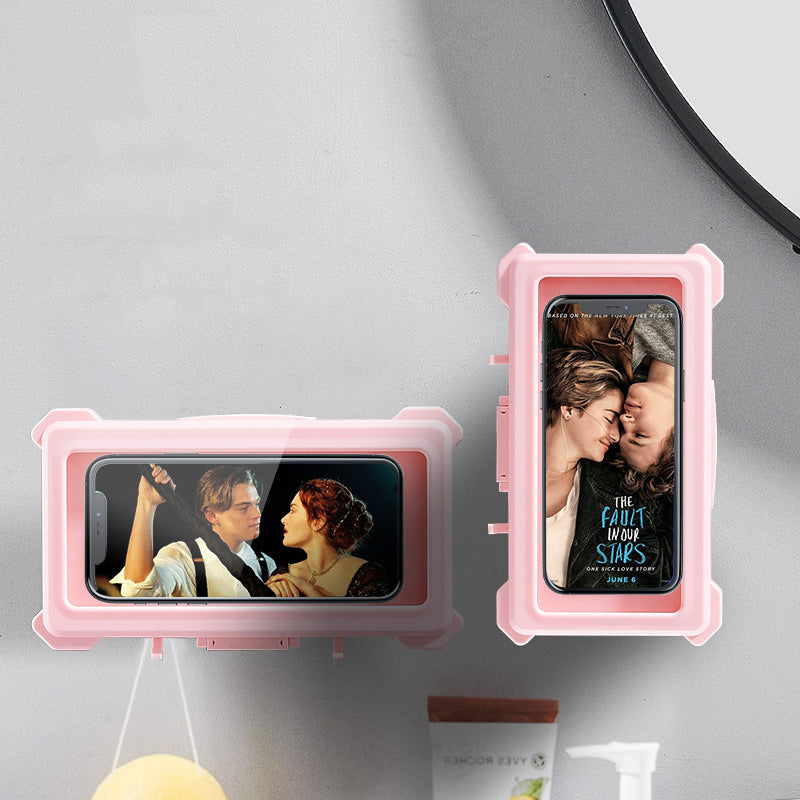 Bathroom Waterproof Mobile Phone Case Wall Mount Mobile Phone Holder Dual Purpose Kitchen