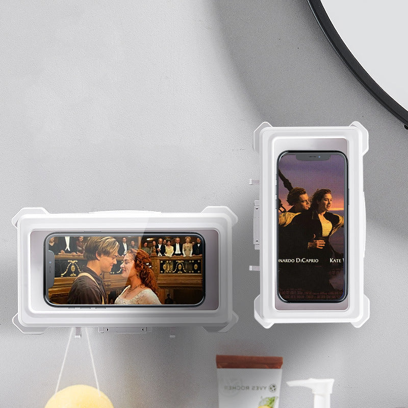 Bathroom Waterproof Mobile Phone Case Wall Mount Mobile Phone Holder Dual Purpose Kitchen