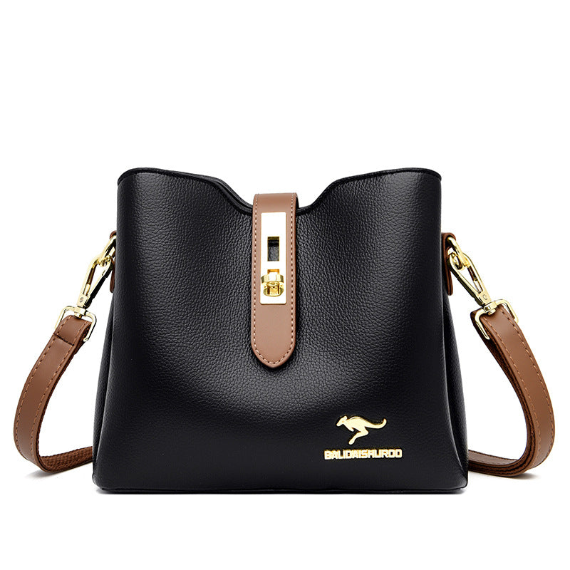 Three-layer Contrasting Color Large-capacity Women's Bag Popular Women's One-shoulder Bucket Bag
