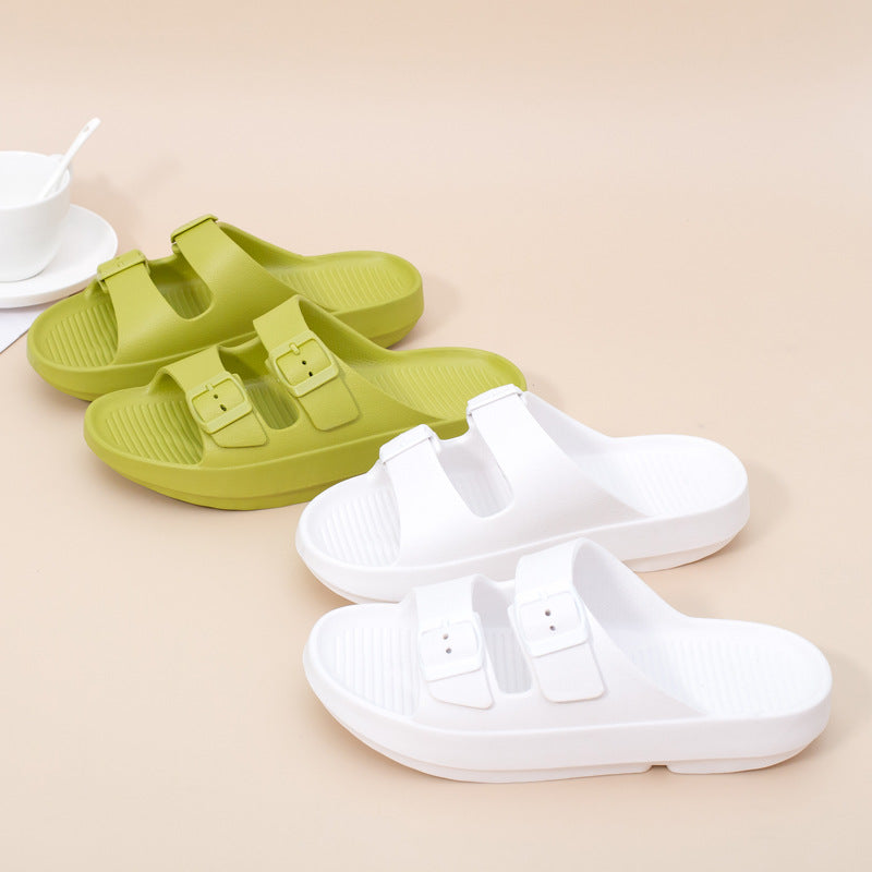 Women's Comfort Slides Double Buckle Adjustable EVA Flat Sandals