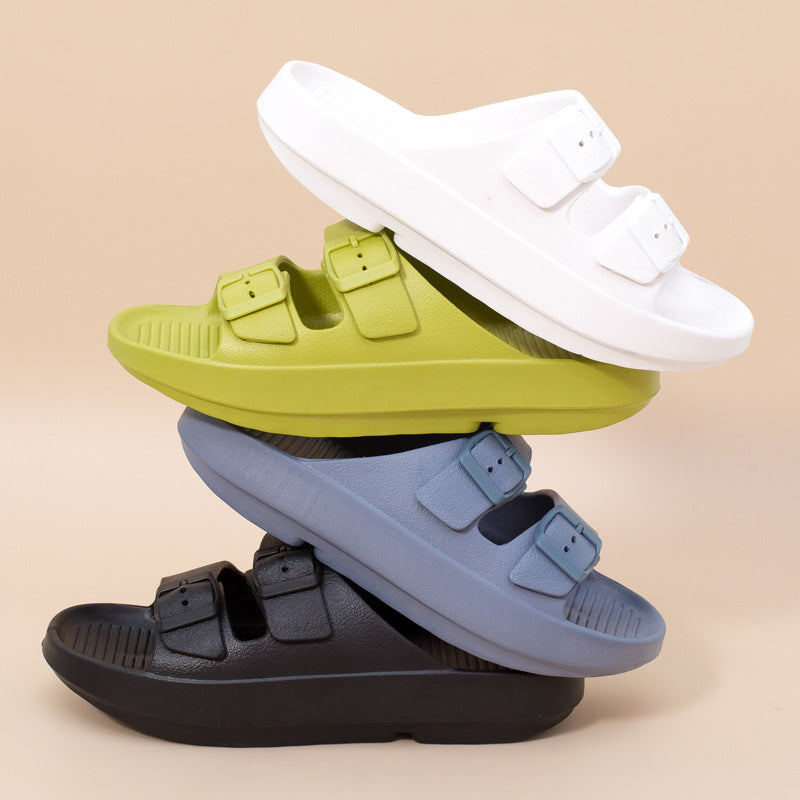 Women's Comfort Slides Double Buckle Adjustable EVA Flat Sandals