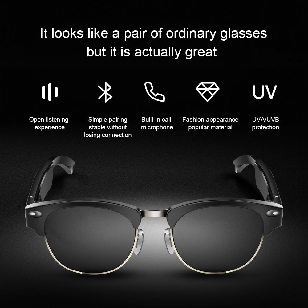 E20 Bone Conduction Bluetooth Replaceable Glasses Smart Sunglasses Photochromic Anti-blue Light Prescription Lenses Call Music