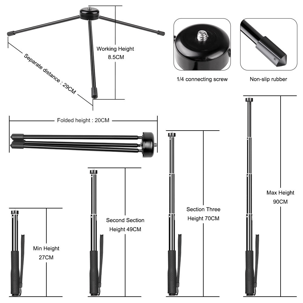 6 inch Ring Light with Gimbal Iron Metal Bracket Selfie Stick Bluetooth Set YF