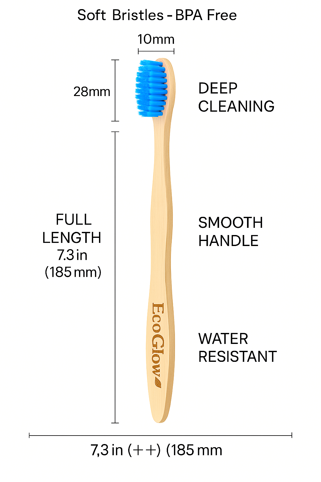 EcoGlow Bamboo Toothbrush β 4 Pack Biodegradable | Eco-Friendly | BPA-Free Soft Bristles