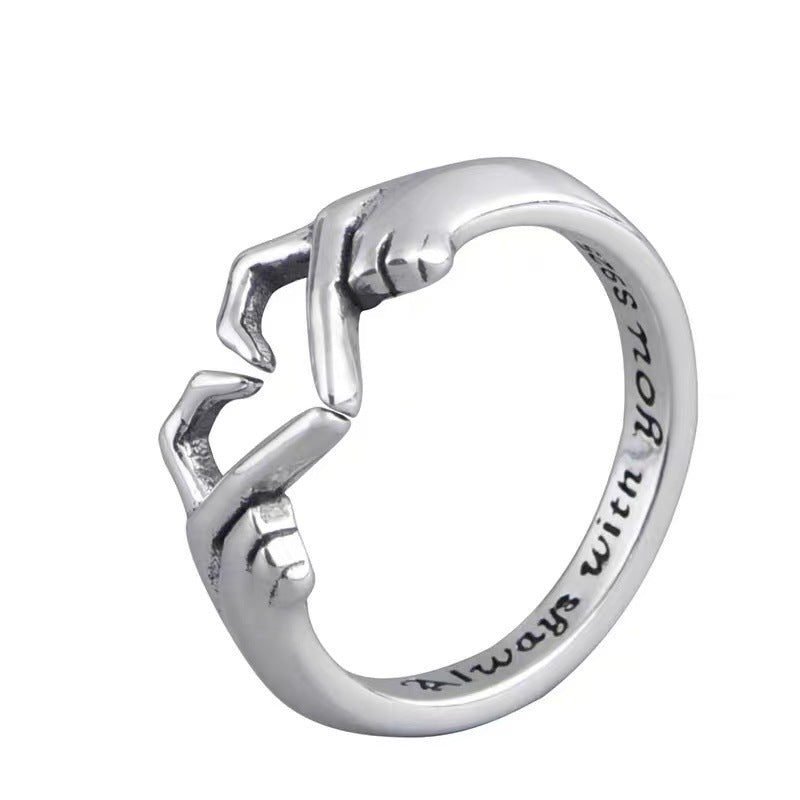 Bixin Couple Ring Cross-border European and American New Hands Creative Palm Love Gesture Couple Fashion Ring