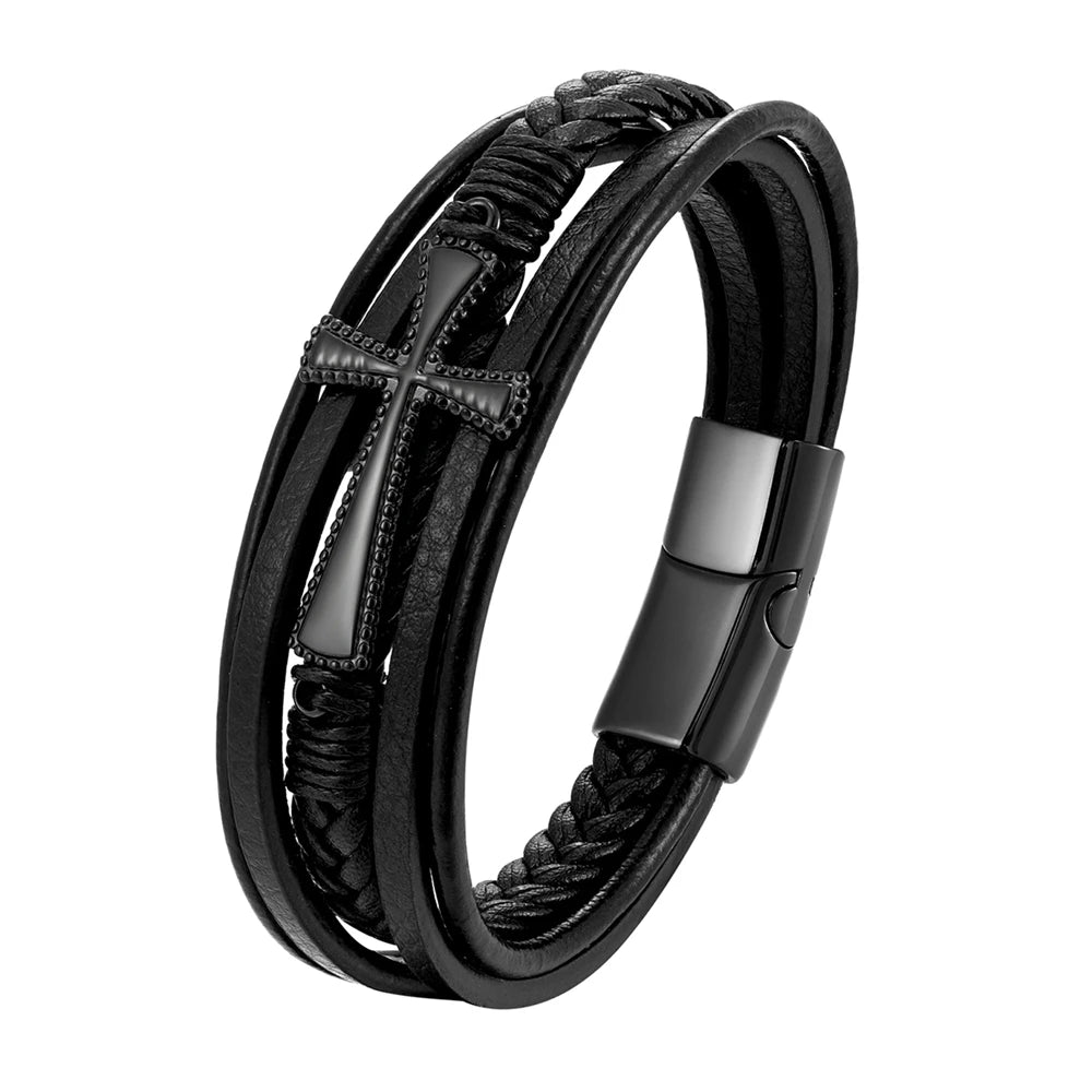 New Wholesale Luxury Chakra Bracelet Men Bracelet Fashion Charm Cross Stainless Steel Bracelet Jewelry Best Gifts for Christmas