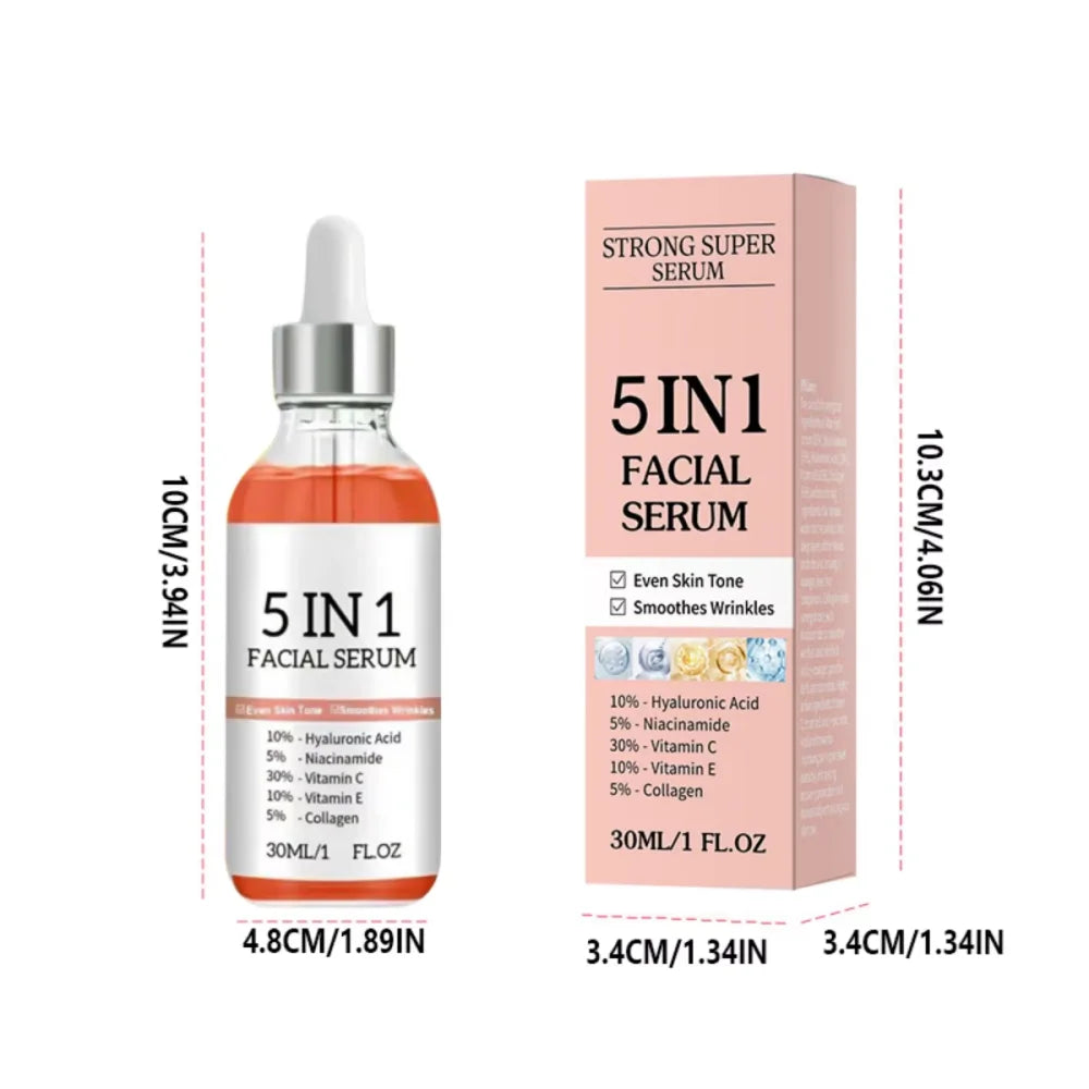 5 In 1 Hyaluronic Acid Face Serum Moisturizing Vitamin C collagen Lightning Facial Serum Shrink Pores Skin Care
