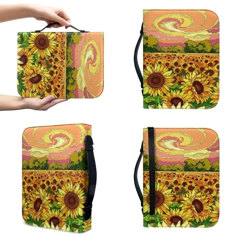 Christianity Church Bible Bag Jesus Lion Cross Bible Verse Design Bible Cover Case for Women PU Leather Book Holy Storage Boxes