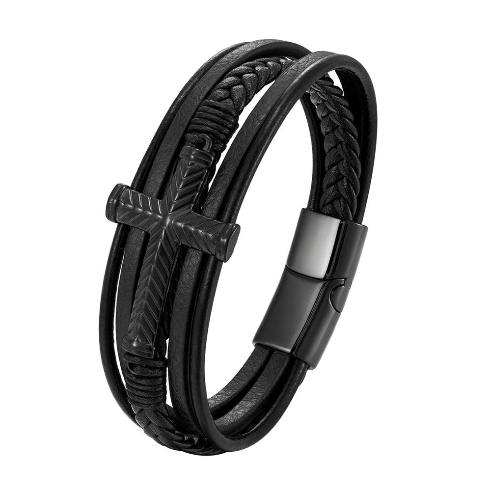 New Wholesale Luxury Chakra Bracelet Men Bracelet Fashion Charm Cross Stainless Steel Bracelet Jewelry Best Gifts for Christmas