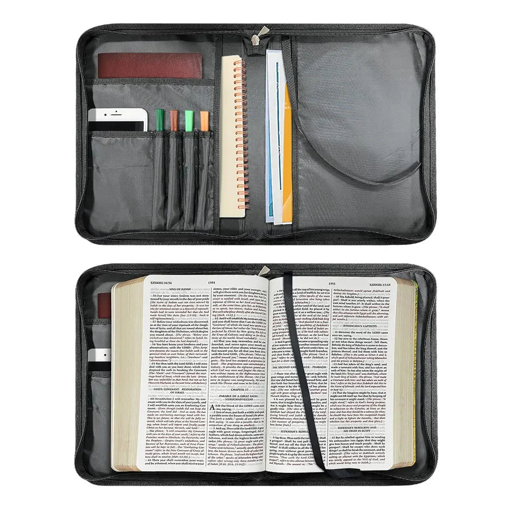 Christianity Church Bible Bag Jesus Lion Cross Bible Verse Design Bible Cover Case for Women PU Leather Book Holy Storage Boxes