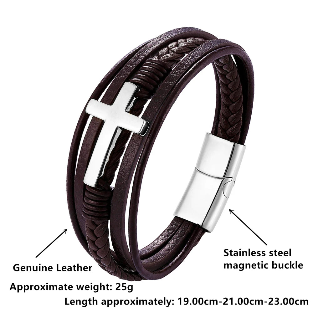 New Wholesale Luxury Chakra Bracelet Men Bracelet Fashion Charm Cross Stainless Steel Bracelet Jewelry Best Gifts for Christmas