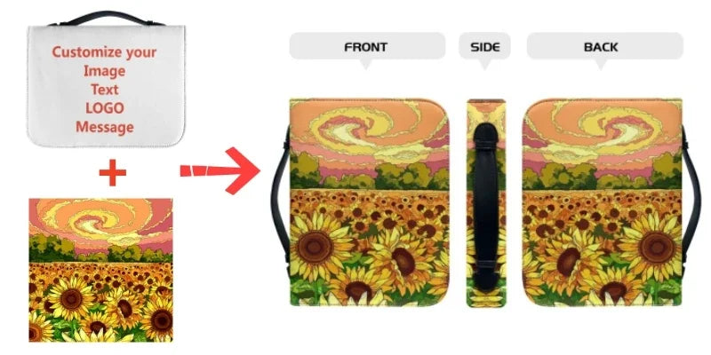 Christianity Church Bible Bag Jesus Lion Cross Bible Verse Design Bible Cover Case for Women PU Leather Book Holy Storage Boxes