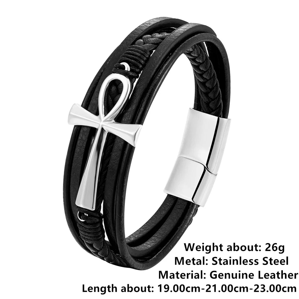 New Wholesale Luxury Chakra Bracelet Men Bracelet Fashion Charm Cross Stainless Steel Bracelet Jewelry Best Gifts for Christmas
