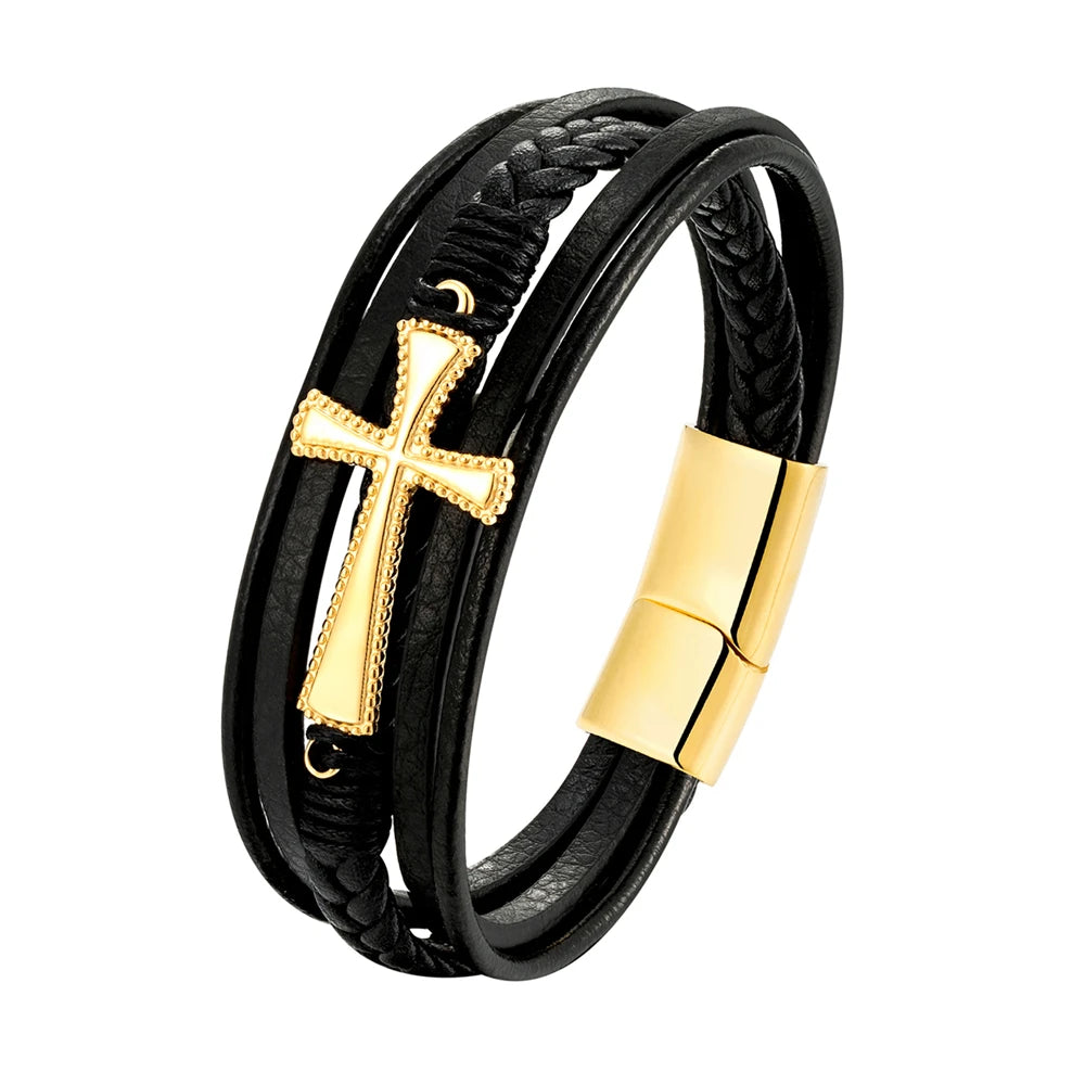 New Wholesale Luxury Chakra Bracelet Men Bracelet Fashion Charm Cross Stainless Steel Bracelet Jewelry Best Gifts for Christmas