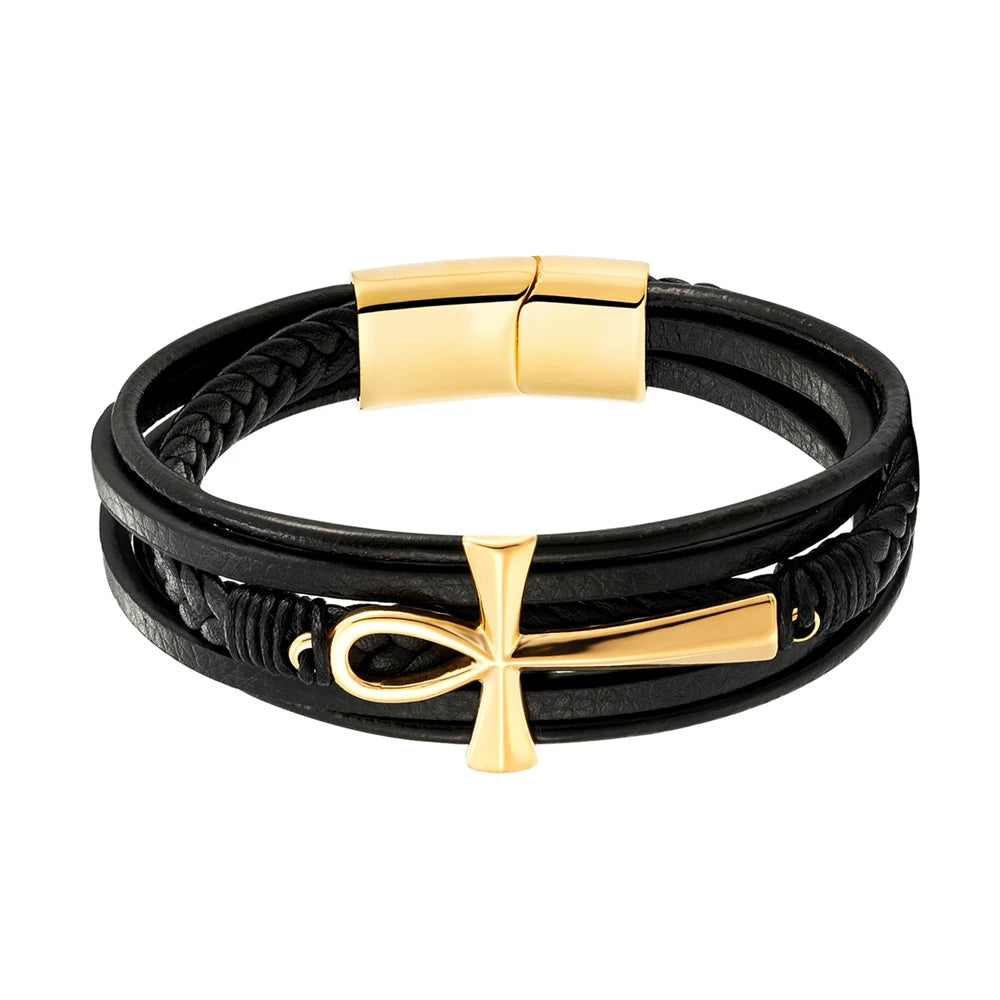 New Wholesale Luxury Chakra Bracelet Men Bracelet Fashion Charm Cross Stainless Steel Bracelet Jewelry Best Gifts for Christmas