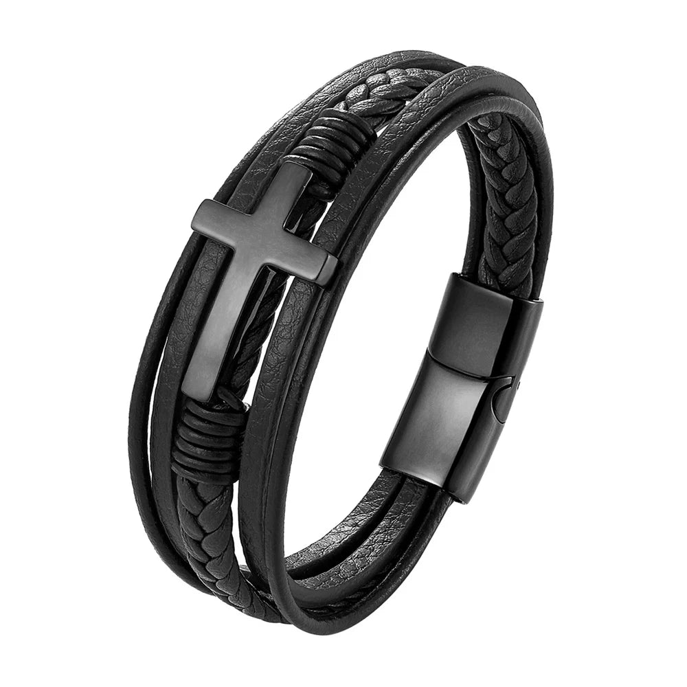 New Wholesale Luxury Chakra Bracelet Men Bracelet Fashion Charm Cross Stainless Steel Bracelet Jewelry Best Gifts for Christmas