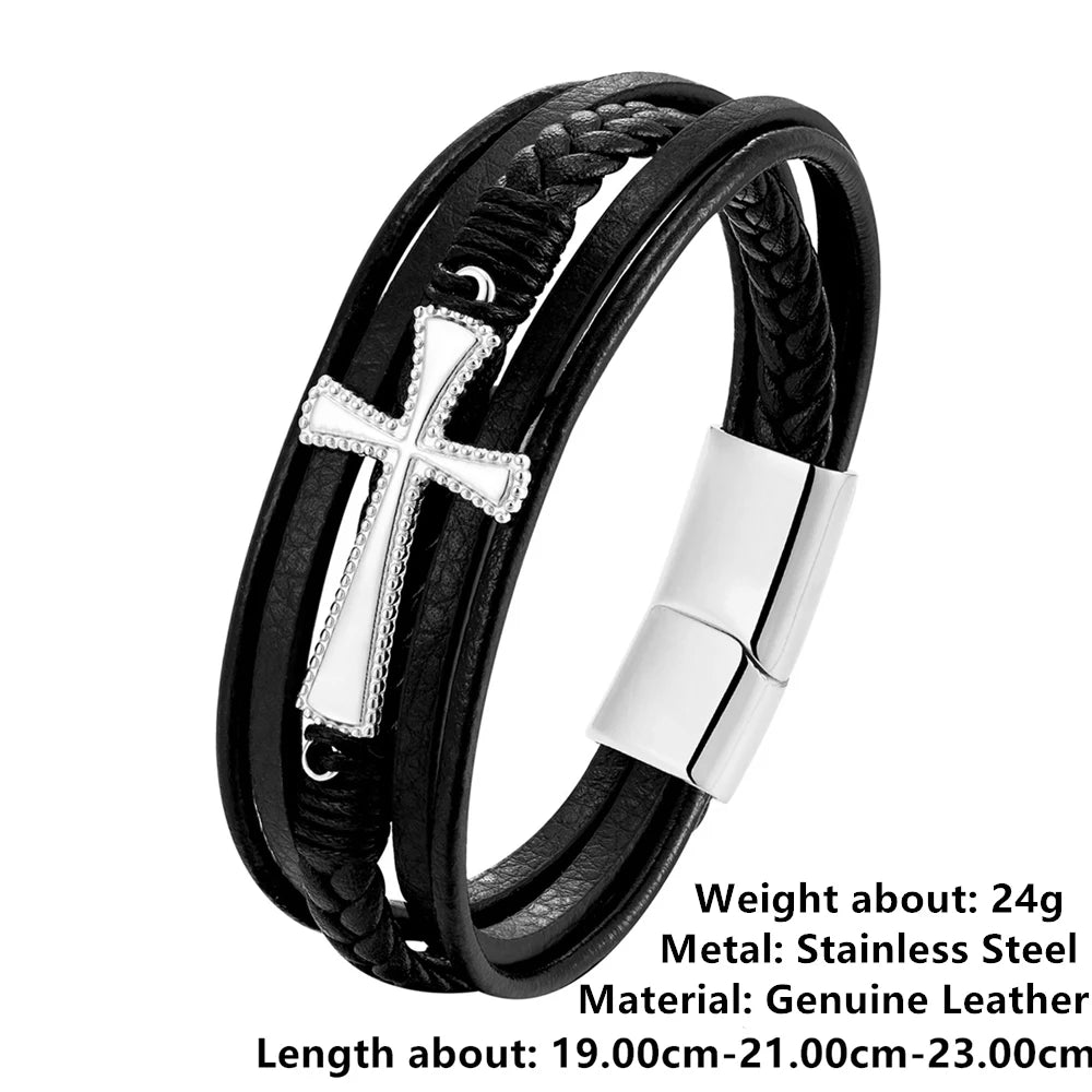 New Wholesale Luxury Chakra Bracelet Men Bracelet Fashion Charm Cross Stainless Steel Bracelet Jewelry Best Gifts for Christmas
