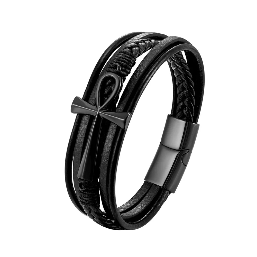 New Wholesale Luxury Chakra Bracelet Men Bracelet Fashion Charm Cross Stainless Steel Bracelet Jewelry Best Gifts for Christmas