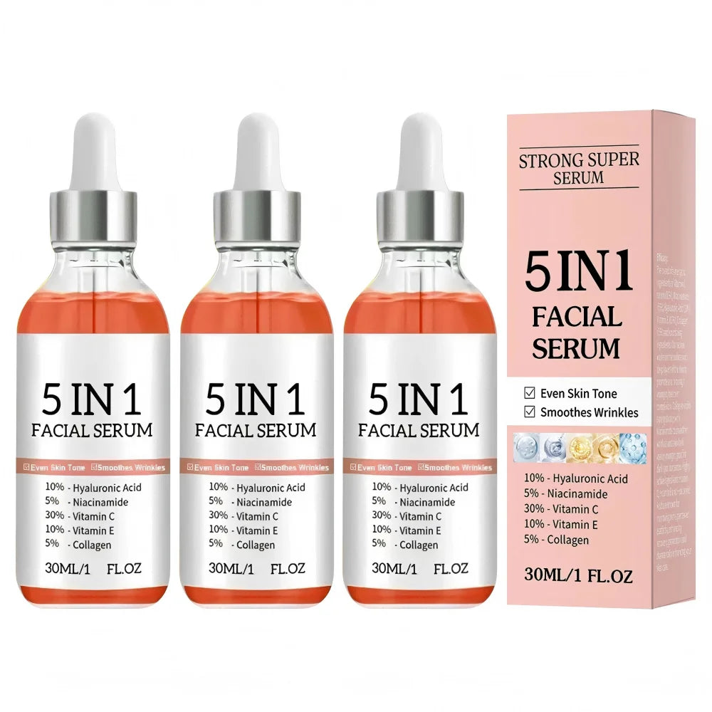 5 In 1 Hyaluronic Acid Face Serum Moisturizing Vitamin C collagen Lightning Facial Serum Shrink Pores Skin Care