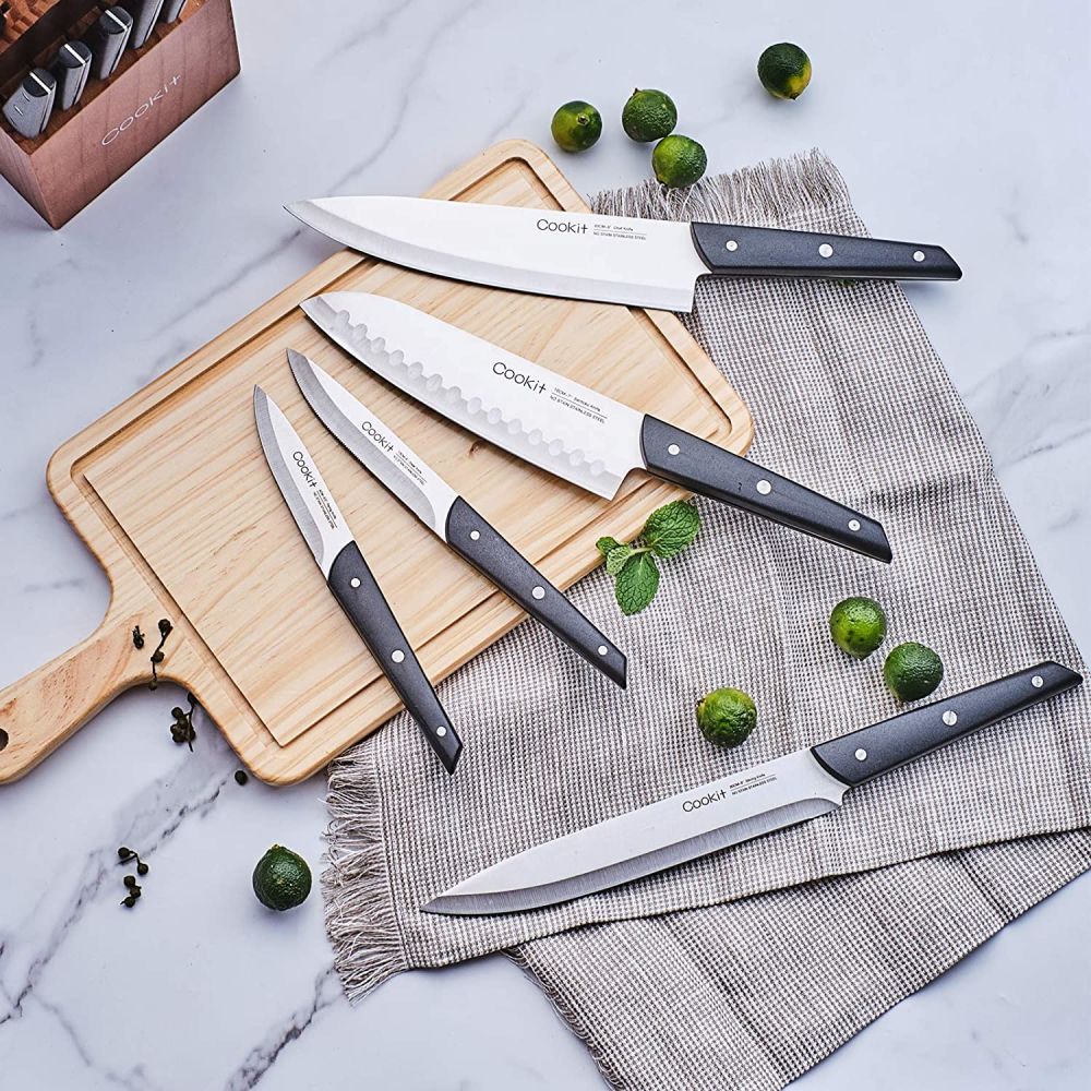 US In Stock 15 Piece Kitchen Knife Set with Base