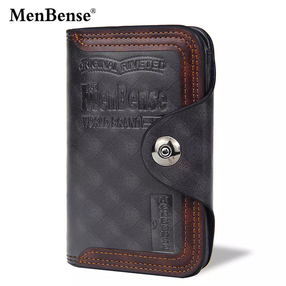 Men's Wallet Medium Length Large Capacity Magnetic Buckle Tri-fold Men's Wallet