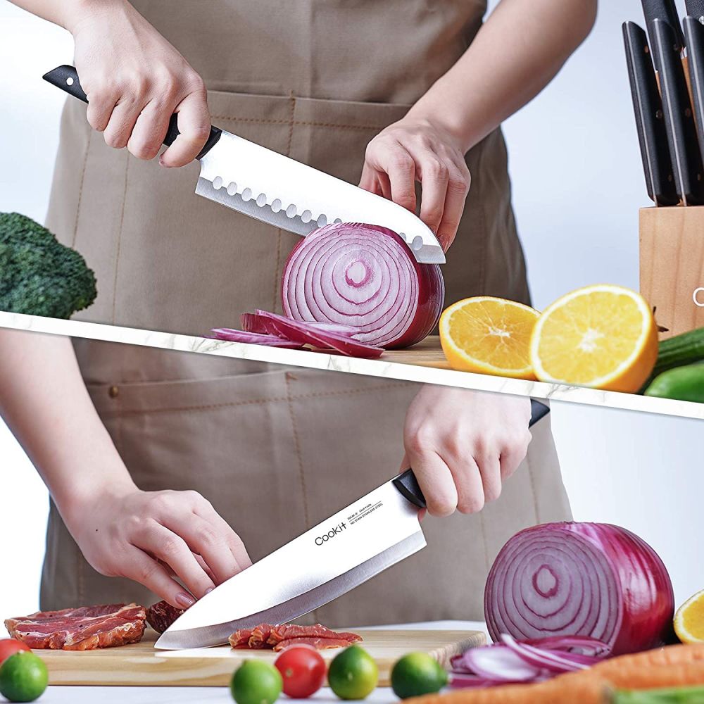 US In Stock 15 Piece Kitchen Knife Set with Base