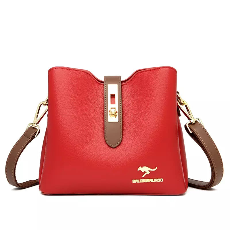 Three-layer Contrasting Color Large-capacity Women's Bag Popular Women's One-shoulder Bucket Bag