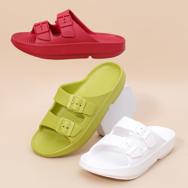 Women's Comfort Slides Double Buckle Adjustable EVA Flat Sandals