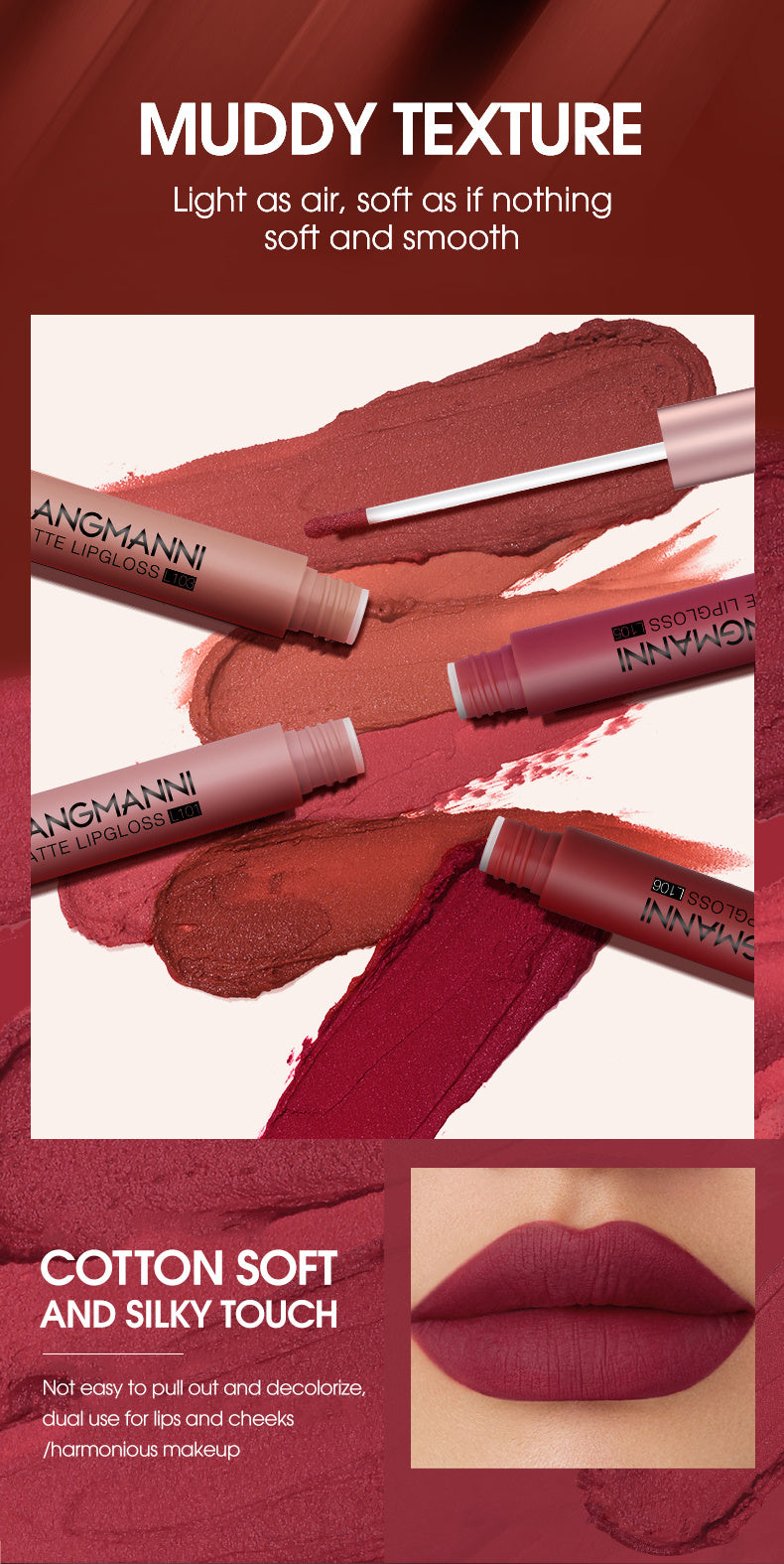 Set of 6 Matte Velvet Lip Glosses
