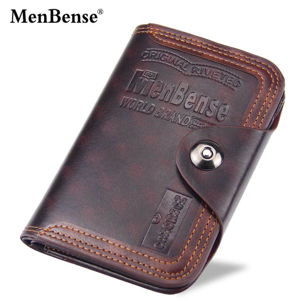 Men's Wallet Medium Length Large Capacity Magnetic Buckle Tri-fold Men's Wallet