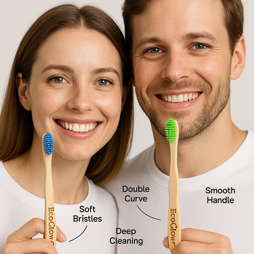 EcoGlow Bamboo Toothbrush β 4 Pack Biodegradable | Eco-Friendly | BPA-Free Soft Bristles