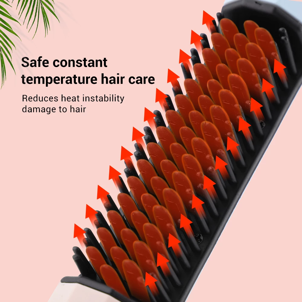 USB Wireless Hair Straightening Comb Home Rechargeable Hair Straightener Curl Straight Dual-use Comb Straightener Travel Portable Curly Hair