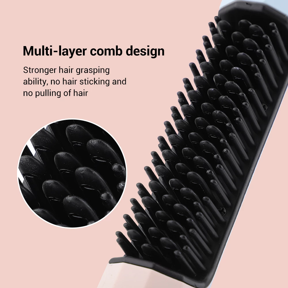 USB Wireless Hair Straightening Comb Home Rechargeable Hair Straightener Curl Straight Dual-use Comb Straightener Travel Portable Curly Hair