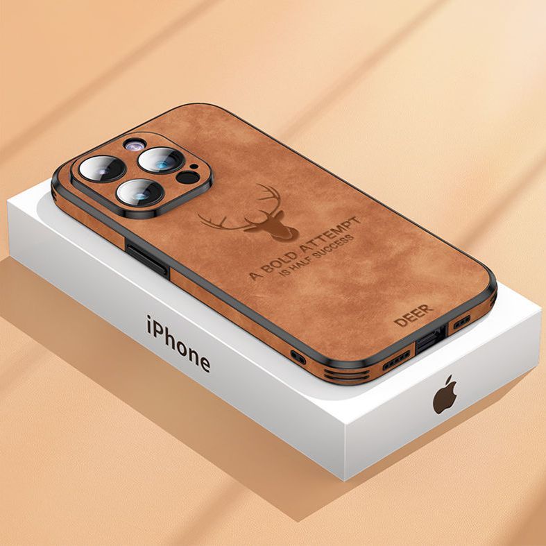 Apple 14 Mobile Phone Case iPhone 13 Protective Case Leather Pattern 14promax Mobile Phone Case Genuine Leather All-inclusive 12 Lambskin