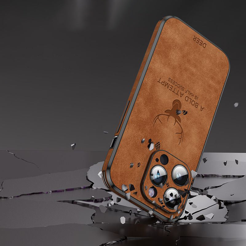 Apple 14 Mobile Phone Case iPhone 13 Protective Case Leather Pattern 14promax Mobile Phone Case Genuine Leather All-inclusive 12 Lambskin
