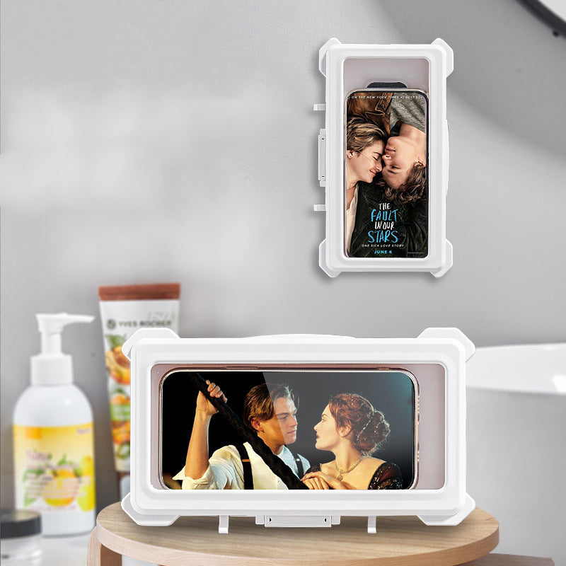 Bathroom Waterproof Mobile Phone Case Wall Mount Mobile Phone Holder Dual Purpose Kitchen