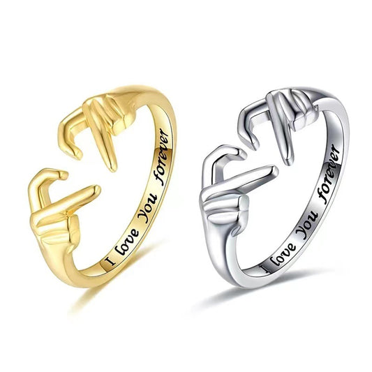 Bixin Couple Ring Cross-border European and American New Hands Creative Palm Love Gesture Couple Fashion Ring