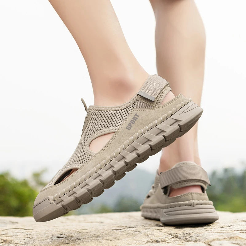 Summer Sandals Shoes Men Outdoor Breathable Lightweight Low-top Shoes Men Anti-slip Flat Water-resistant Hiking Casual Shoes Men