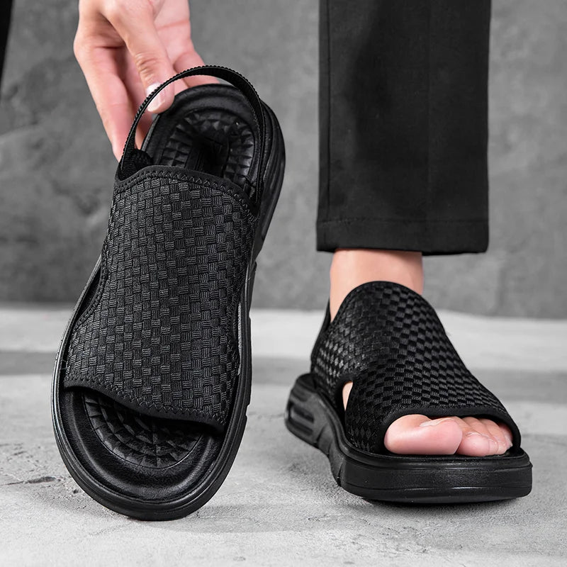 Summer Men Casual Sports Sandals Trendy Beach Slide Slippers Lightweight Non Slip Soft Sole Outdoor Daily Footwear