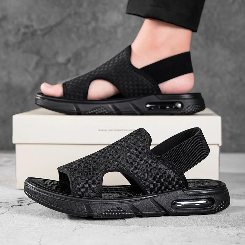 Summer Men Casual Sports Sandals Trendy Beach Slide Slippers Lightweight Non Slip Soft Sole Outdoor Daily Footwear