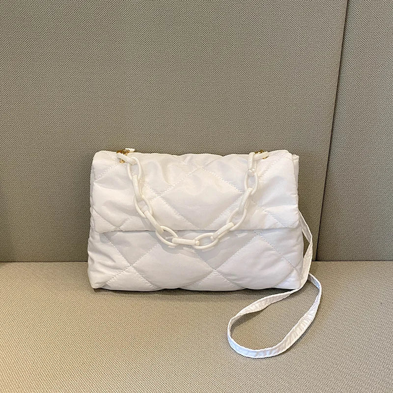 Yogodlns Large Capacity Crossbody Square Bags Casual Chain Women Underarm Bags Fashion Quilted All-match Winter Simple Shopping
